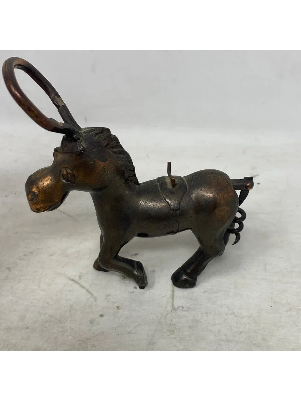 Vintage Brass Horse Corkscrew Bottle Opener  Wine Tool Barware Collectible